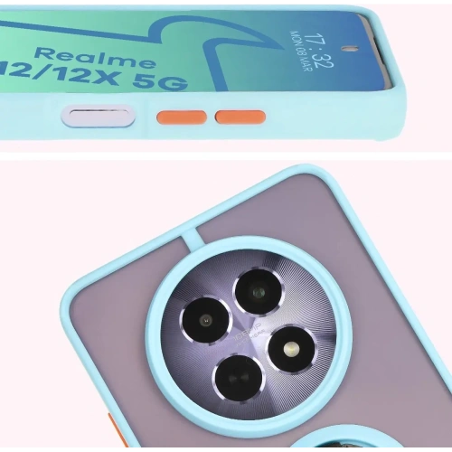 Kup Etui s držákem na prst Bizon Case Hybrid Ring pro Realme 12 / 12x kouřové s jasně modrým rámečkem. - BIZ6283 - {ean13} - Sklep Home Screen