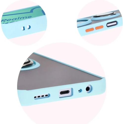 Kup Etui s držákem na prst Bizon Case Hybrid Ring pro Realme 12 / 12x kouřové s jasně modrým rámečkem. - BIZ6283 - {ean13} - Sklep Home Screen