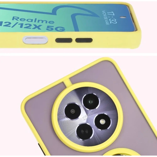 Buy Bizon Case Hybrid Ring Realme 12 / 12x smoky with a yellow frame - BIZ6285 - {ean13} - Home Screen Store Europe