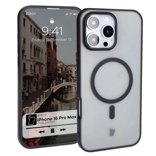 Kup Etui z pierścieniem magnetycznym Bizon Case MatteO do Apple iPhone 16 Pro Max półprzezroczyste z czarną ramką - BIZ6300 - {ean13} - Sklep Home Screen