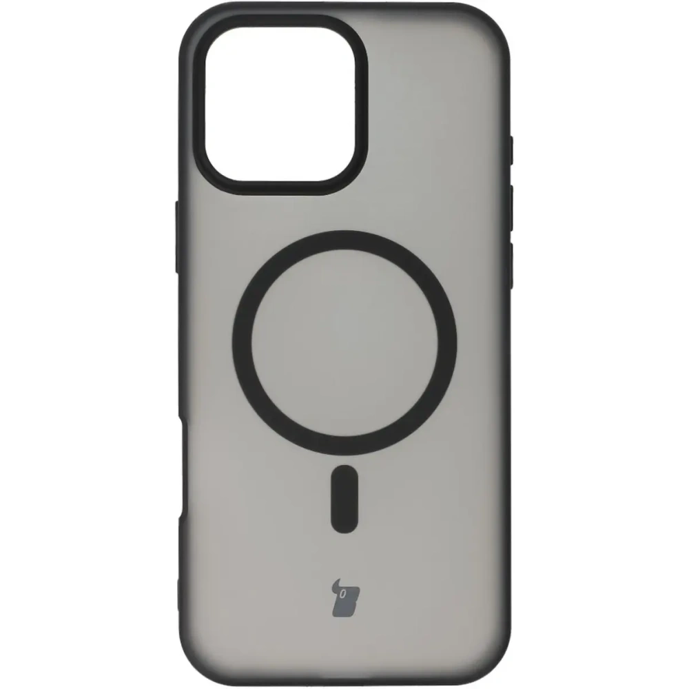 Etui z pierścieniem magnetycznym Bizon Case MatteO do Apple iPhone 16 Pro Max półprzezroczyste z czarną ramką