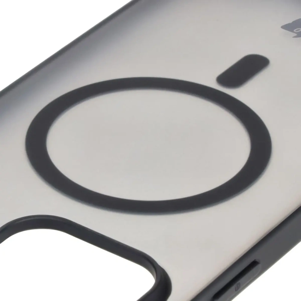 Etui z pierścieniem magnetycznym Bizon Case MatteO do Apple iPhone 16 Pro Max półprzezroczyste z czarną ramką