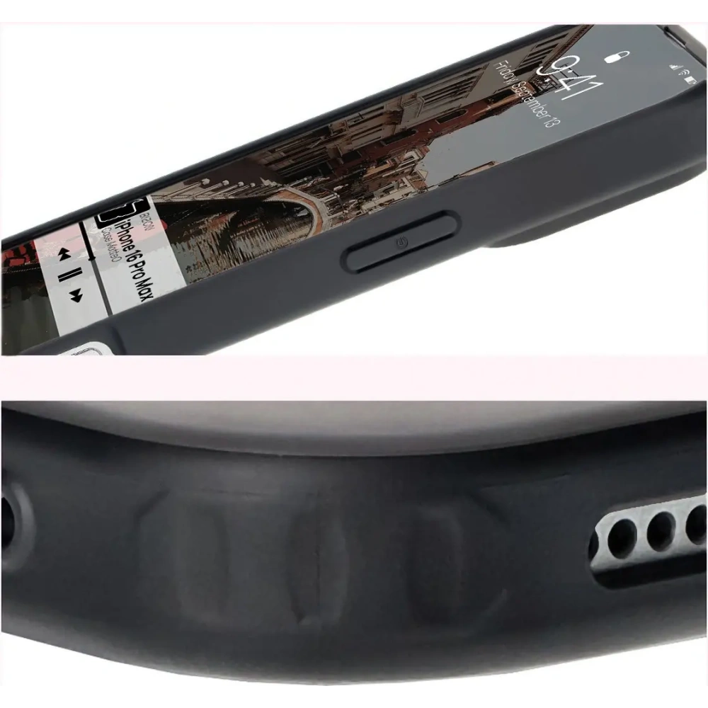 Etui z pierścieniem magnetycznym Bizon Case MatteO do Apple iPhone 16 Pro Max półprzezroczyste z czarną ramką