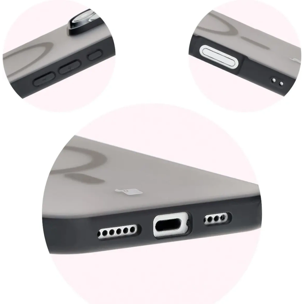 Etui z pierścieniem magnetycznym Bizon Case MatteO do Apple iPhone 16 Pro Max półprzezroczyste z czarną ramką