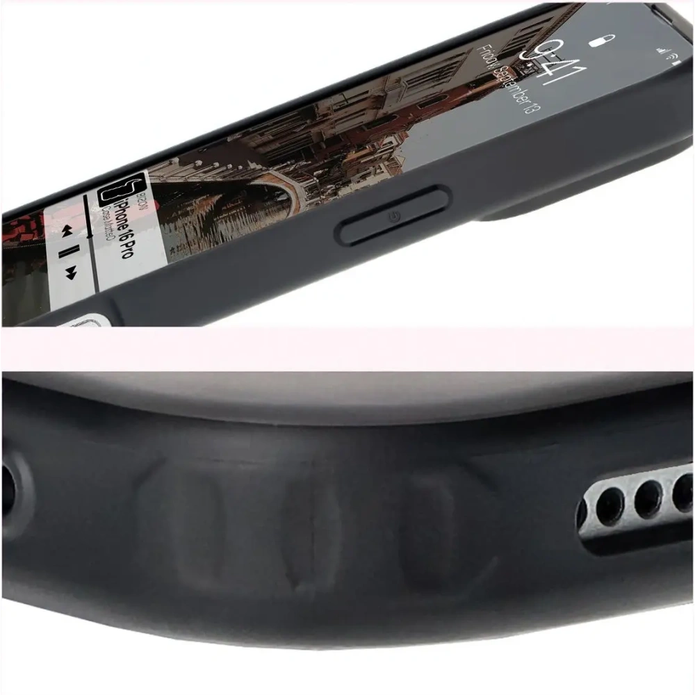 Etui z pierścieniem magnetycznym Bizon Case MatteO do Apple iPhone 16 Pro półprzezroczyste z czarną ramką