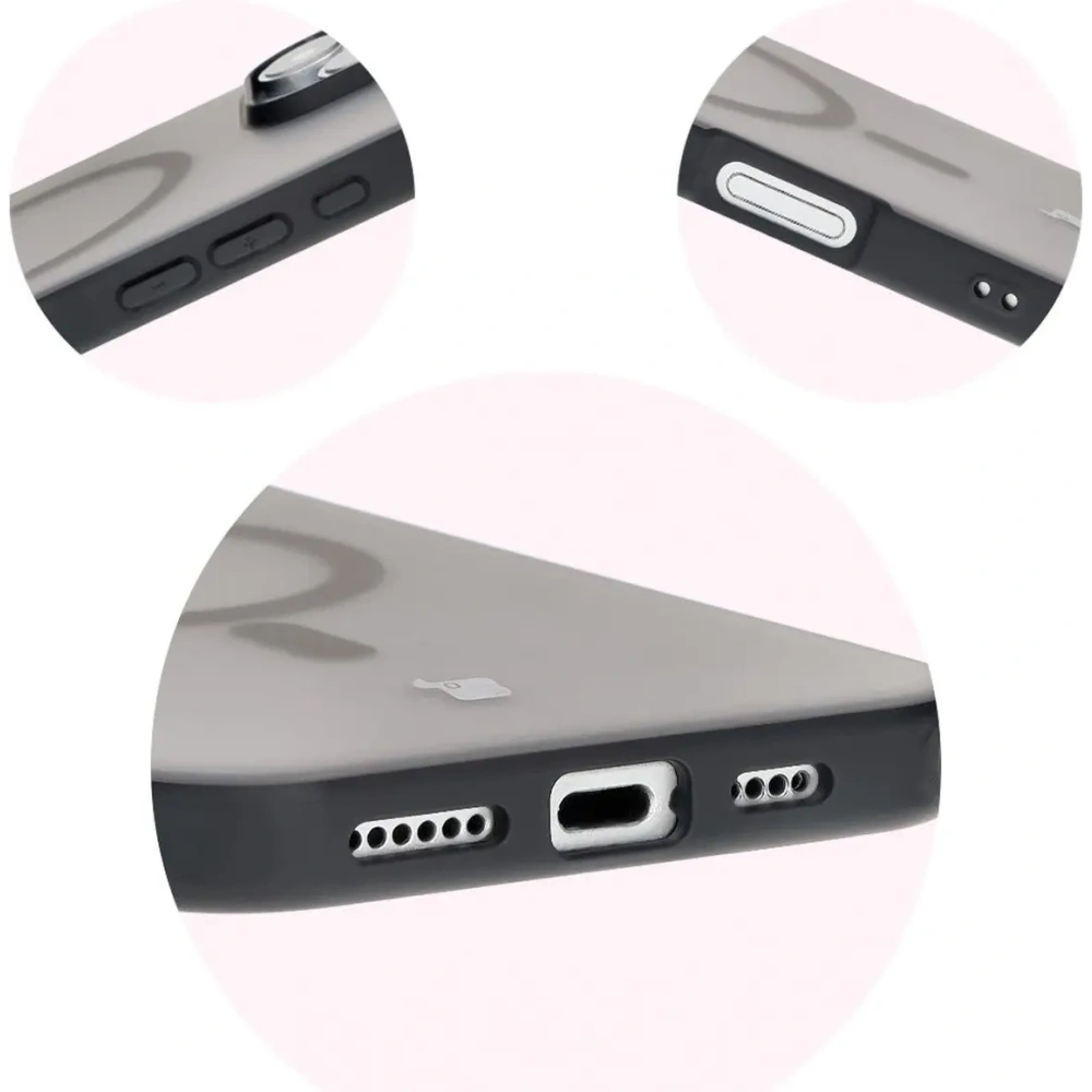 Etui z pierścieniem magnetycznym Bizon Case MatteO do Apple iPhone 16 Pro półprzezroczyste z czarną ramką