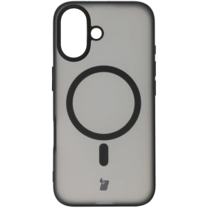Etui z pierścieniem magnetycznym Bizon Case MatteO do Apple iPhone 16 półprzezroczyste z czarną ramką