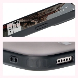 Etui z pierścieniem magnetycznym Bizon Case MatteO do Apple iPhone 16 półprzezroczyste z czarną ramką