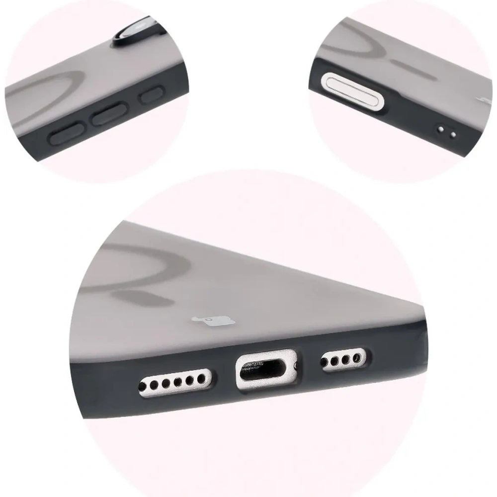 Etui z pierścieniem magnetycznym Bizon Case MatteO do Apple iPhone 16 półprzezroczyste z czarną ramką
