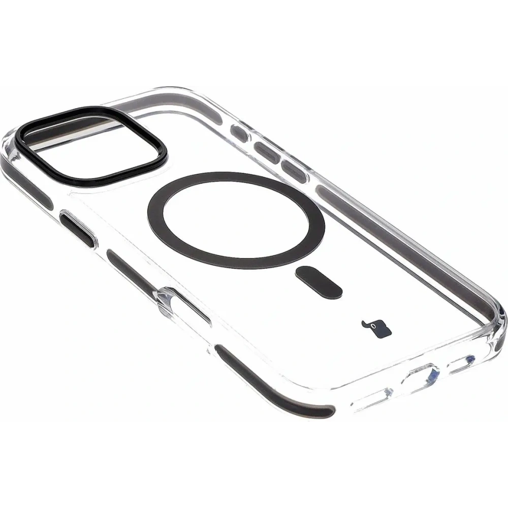 Etui z pierścieniem magnetycznym Bizon Case Marco do Apple iPhone 16 Pro Max przezroczyste z czarną ramką