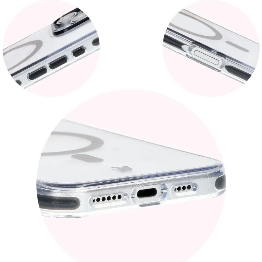 Etui z pierścieniem magnetycznym Bizon Case Marco do Apple iPhone 16 Pro Max przezroczyste z czarną ramką