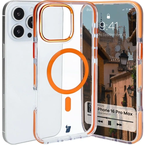 Buy Bizon Case Marco Apple iPhone 16 Pro Max clear with orange frame - BIZ6306 - {ean13} - Home Screen Store Europe