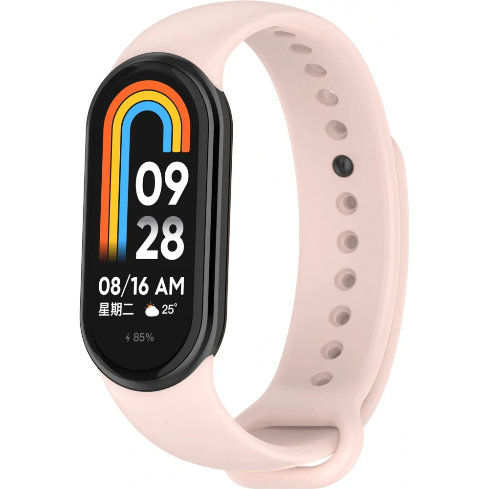 Silikonowy pasek Bizon Strap Watch Silicone do Xiaomi Smart Band 9 / 9 NFC / 8 jasnoróżowy
