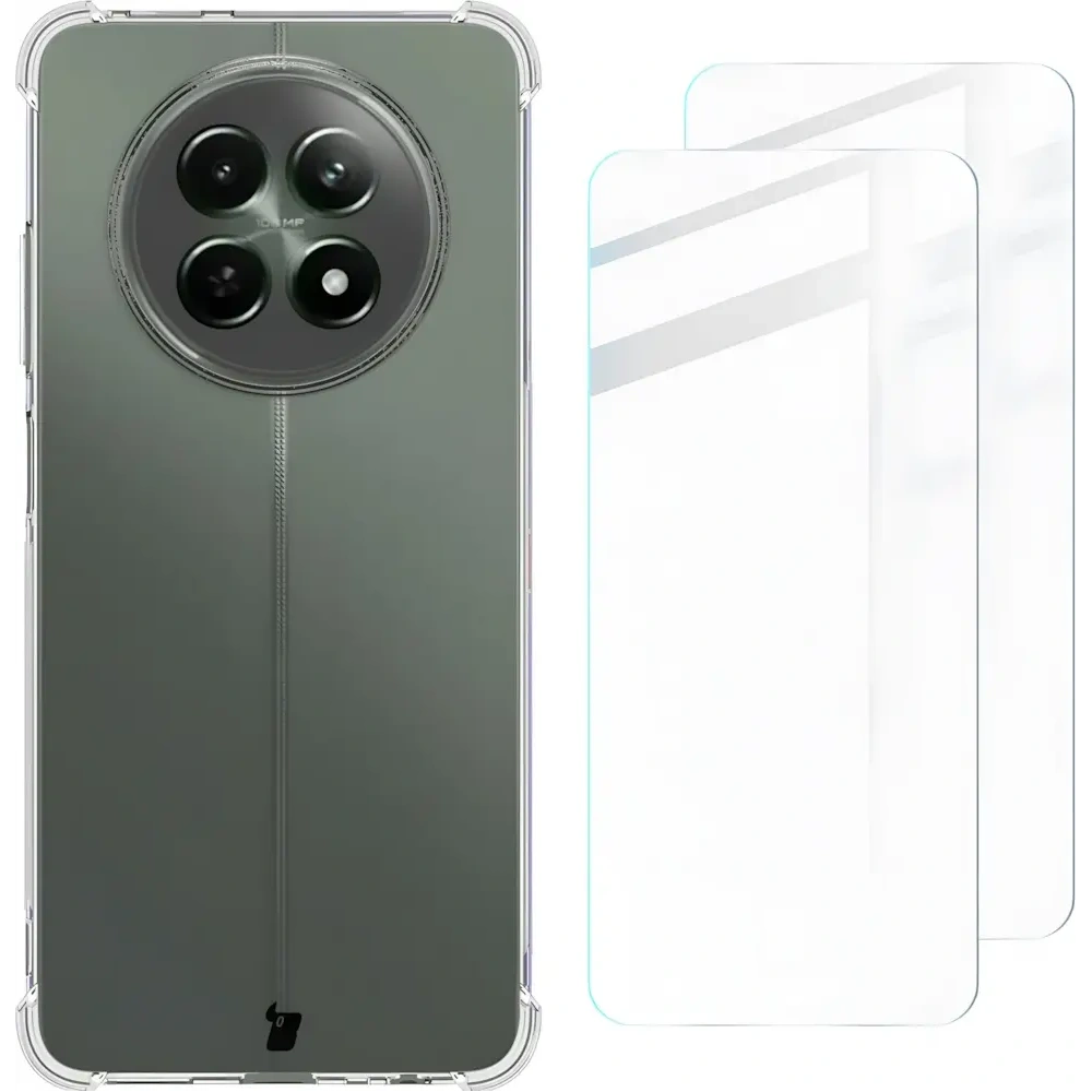Etui + 2x szkło hartowane na ekran Bizon Case Clear Pack do Realme 12 / 12x