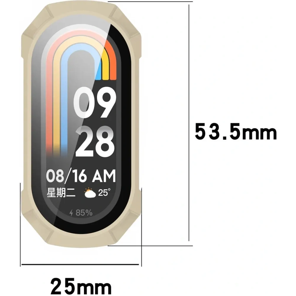 Etui ze szkłem do zegarka Bizon Case+Glass Watch do Xiaomi Smart Band 9 beżowe