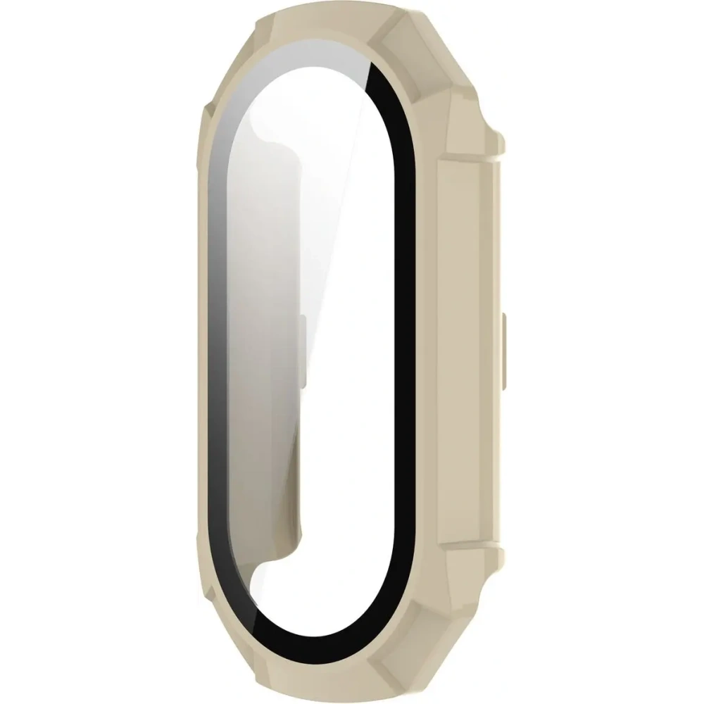 Etui ze szkłem do zegarka Bizon Case+Glass Watch do Xiaomi Smart Band 9 beżowe