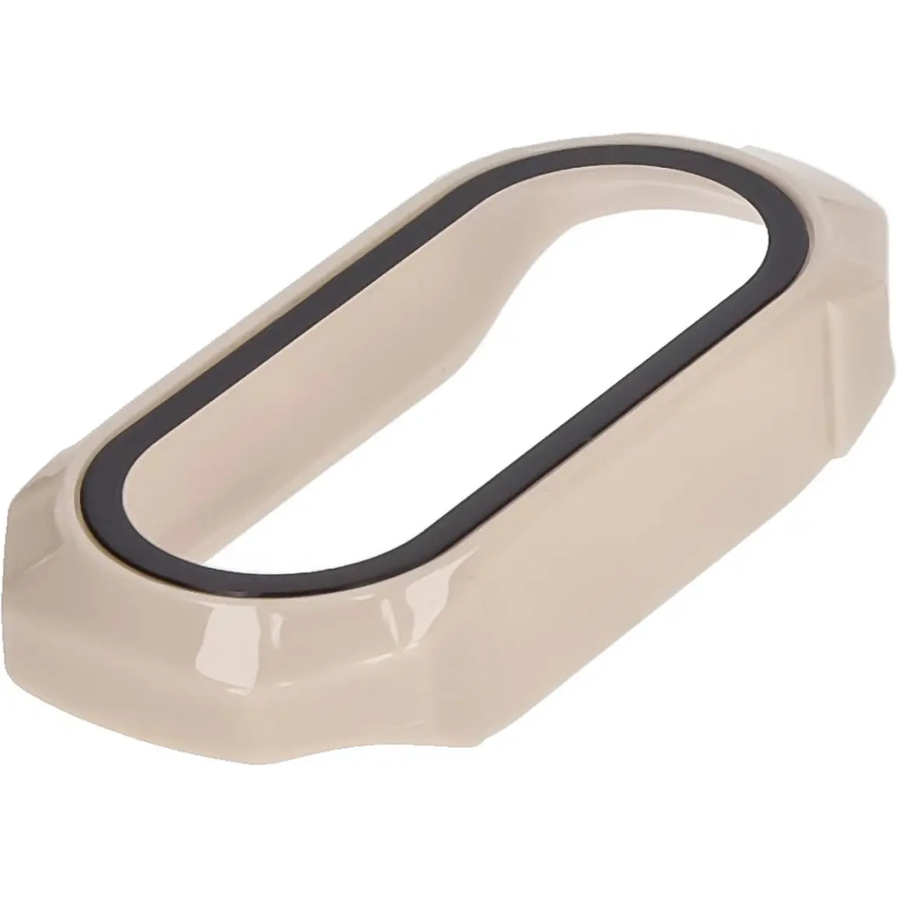 Etui ze szkłem do zegarka Bizon Case+Glass Watch do Xiaomi Smart Band 9 beżowe