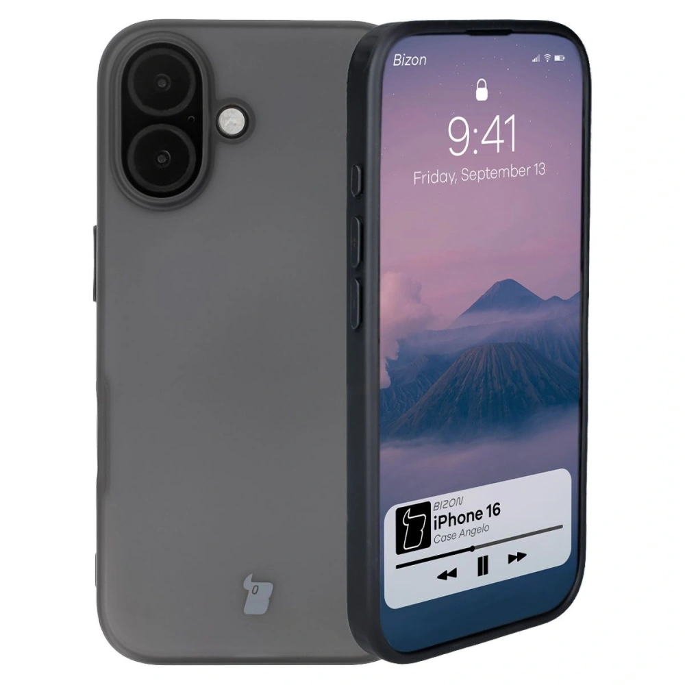 Etui Bizon Case Angelo do Apple iPhone 16 przydymione z czarną ramką
