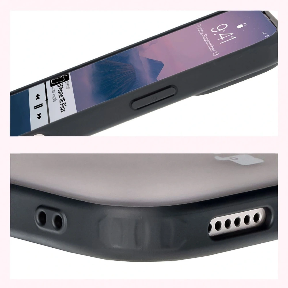 Etui Bizon Case Angelo do Apple iPhone 16 Plus przydymione z czarną ramką