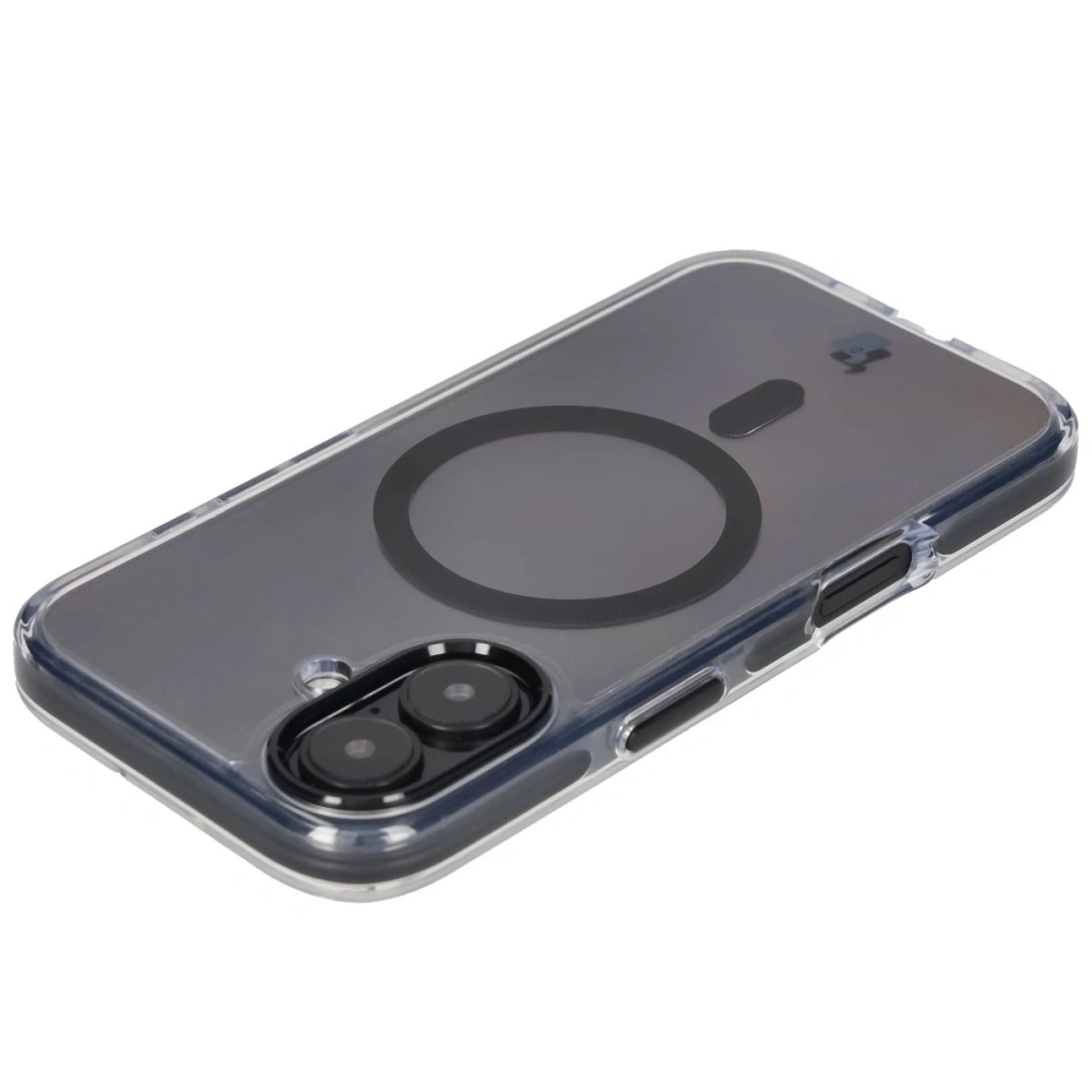 Etui z pierścieniem magnetycznym Bizon Case Marco do Apple iPhone 16 przezroczyste z czarną ramką