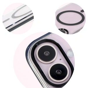 Etui z pierścieniem magnetycznym Bizon Case Marco do Apple iPhone 16 przezroczyste z czarną ramką