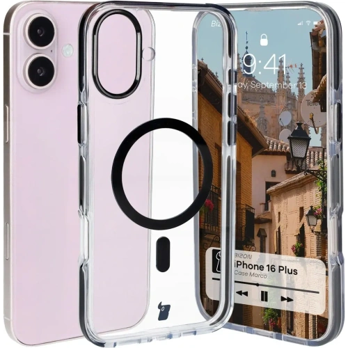 Kup Etui s magnetickým prstencem Bizon Case Marco pro Apple iPhone 16 Plus průhledné s černým rámečkem - BIZ6319 - {ean13} - Sklep Home Screen