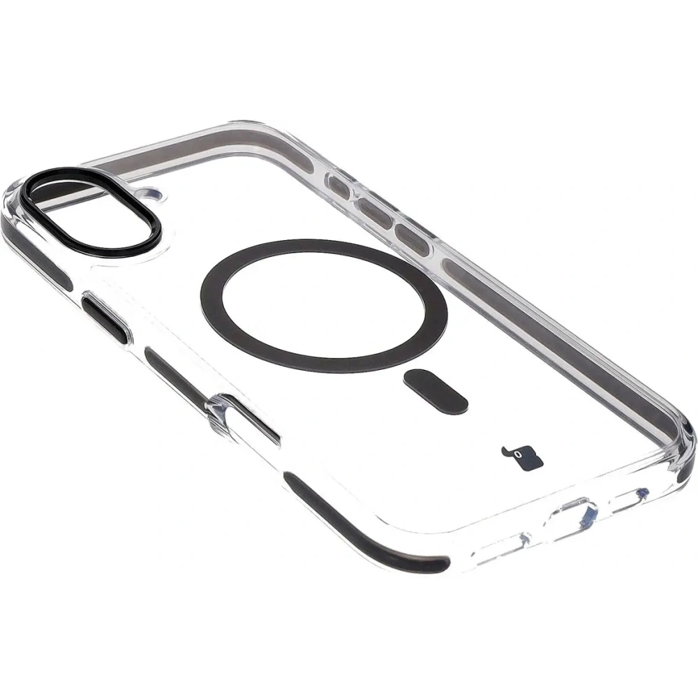 Etui z pierścieniem magnetycznym Bizon Case Marco do Apple iPhone 16 Plus przezroczyste z czarną ramką