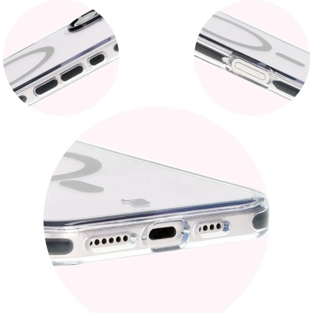 Etui z pierścieniem magnetycznym Bizon Case Marco do Apple iPhone 16 Plus przezroczyste z czarną ramką