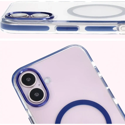Kup Etui s magnetickým kroužkem Bizon Case Marco pro Apple iPhone 16 průhledné s modrým rámem - BIZ6321 - {ean13} - Sklep Home Screen