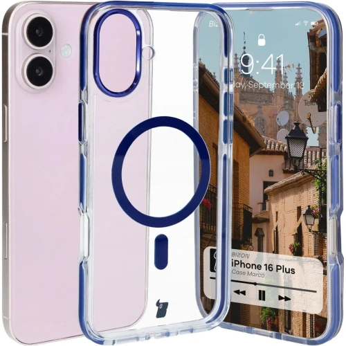 Buy Bizon Case Marco Apple iPhone 16 Plus clear with blue frame - BIZ6322 - {ean13} - Home Screen Store Europe