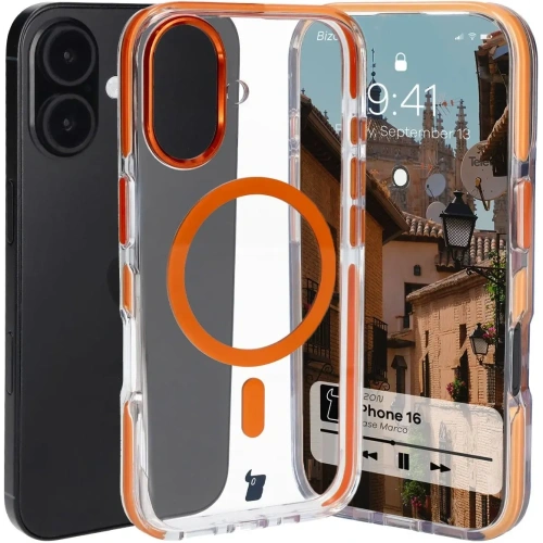 Buy Bizon Case Marco Apple iPhone 16 clear with orange frame - BIZ6324 - {ean13} - Home Screen Store Europe