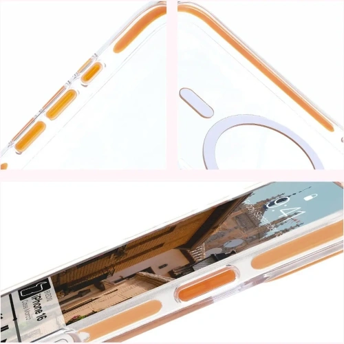 Kup Etui s magnetickým kroužkem Bizon Case Marco pro Apple iPhone 16 průhledné s oranžovým rámečkem - BIZ6324 - {ean13} - Sklep Home Screen