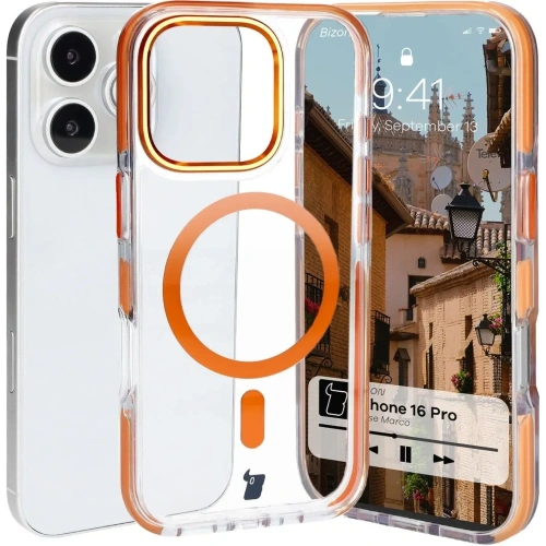 Buy Bizon Case Marco Apple iPhone 16 Pro clear with orange frame - BIZ6326 - {ean13} - Home Screen Store Europe
