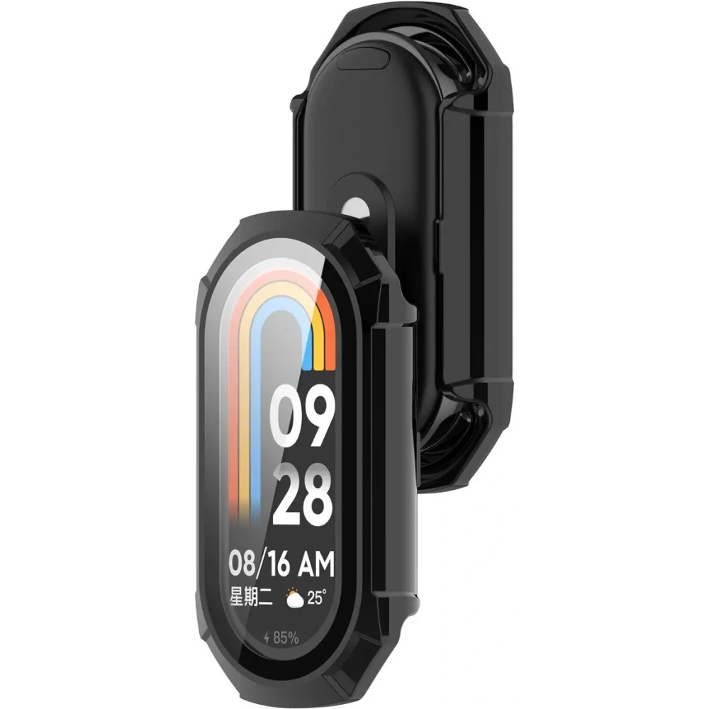 Etui ze szkłem do zegarka Bizon Case+Glass Watch do Xiaomi Smart Band 9 czarne