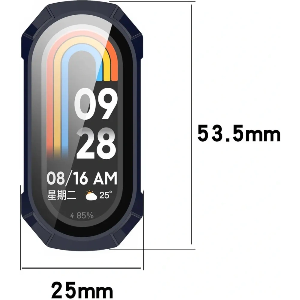 Etui ze szkłem do zegarka Bizon Case+Glass Watch do Xiaomi Smart Band 9 niebieskie