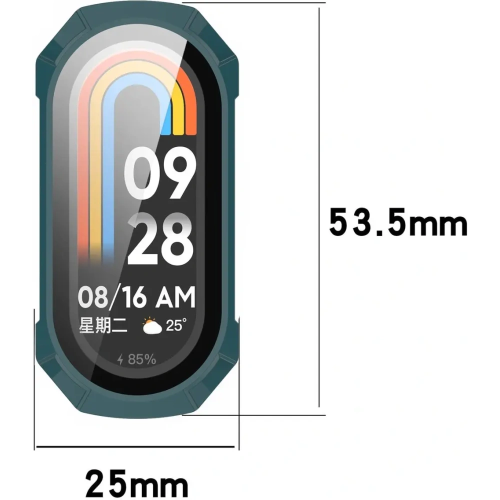 Etui ze szkłem do zegarka Bizon Case+Glass Watch do Xiaomi Smart Band 9 zielone