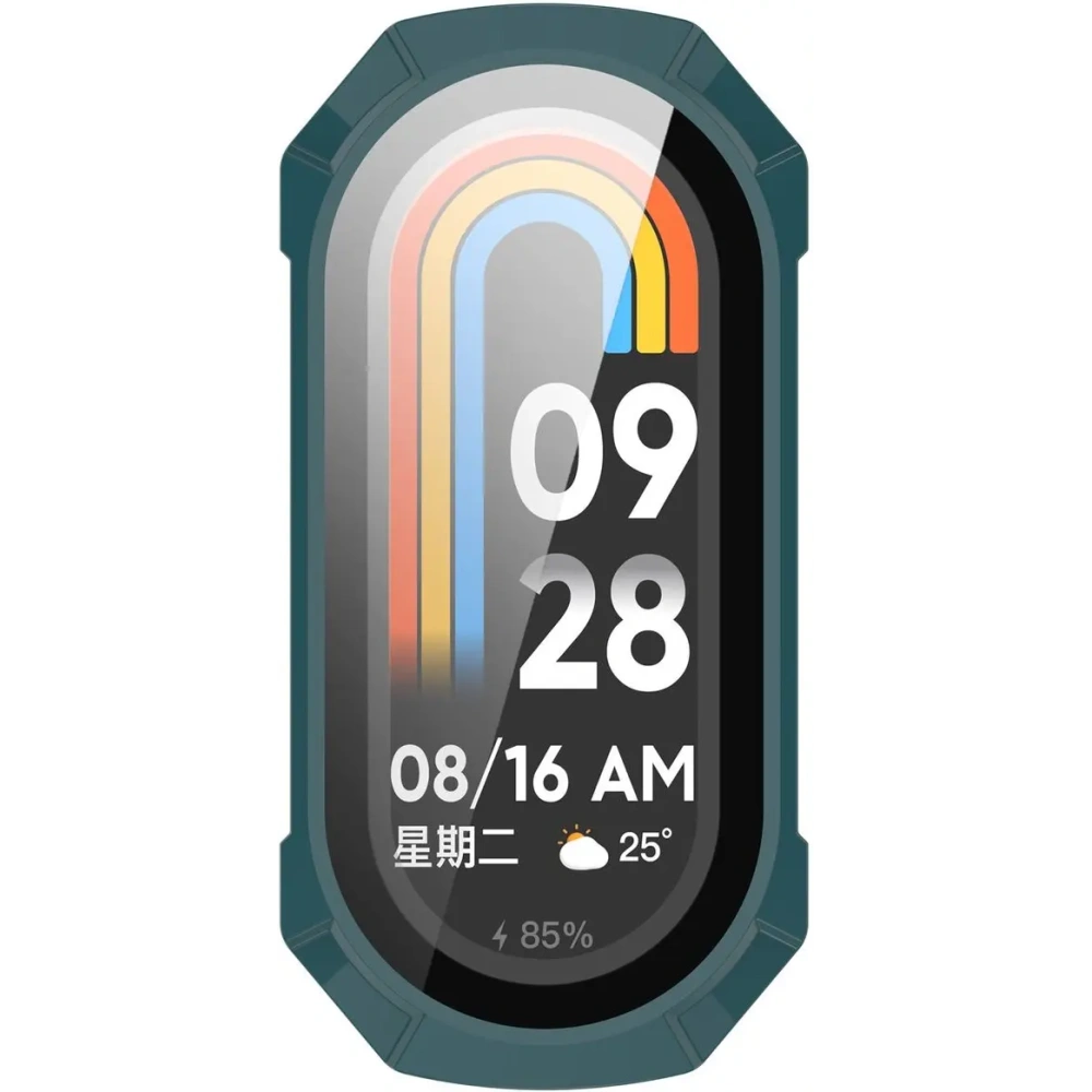 Etui ze szkłem do zegarka Bizon Case+Glass Watch do Xiaomi Smart Band 9 zielone