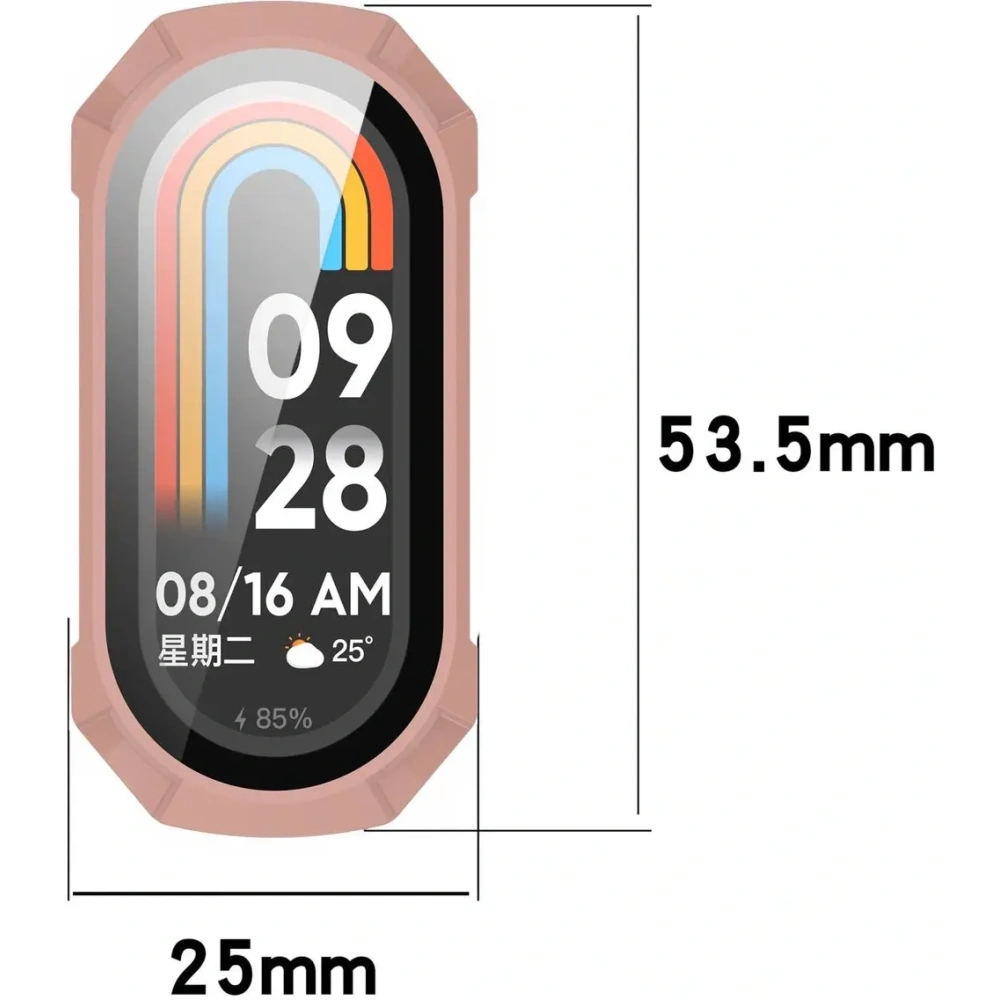 Etui ze szkłem do zegarka Bizon Case+Glass Watch do Xiaomi Smart Band 9 różowe