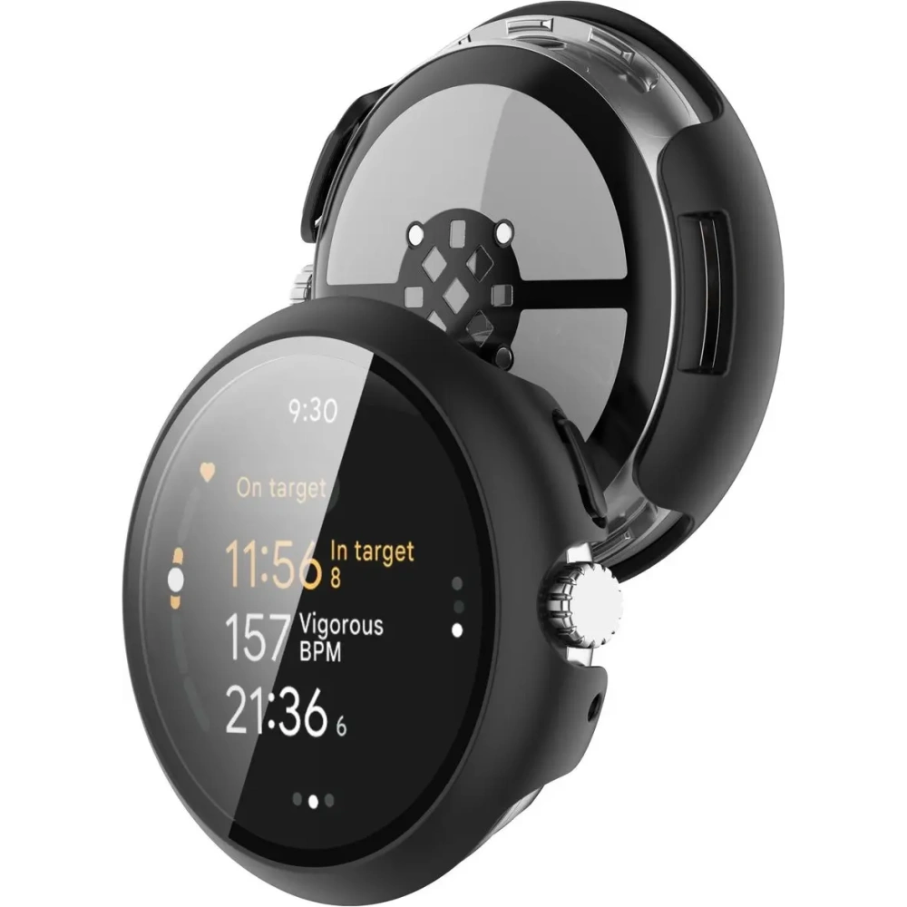 Etui ze szkłem do zegarka Bizon Case+Glass Watch do Google Pixel Watch 3 45mm czarne