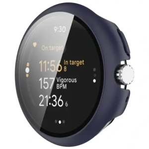 Etui se sklem pro hodinky Bizon Case+Glass Watch do Google Pixel Watch 3 45mm modré