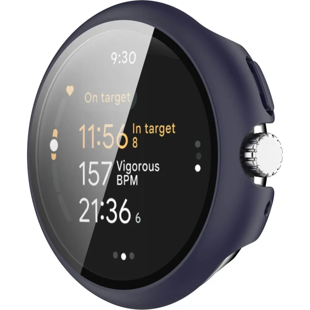 Etui ze szkłem do zegarka Bizon Case+Glass Watch do Google Pixel Watch 3 45mm niebieskie