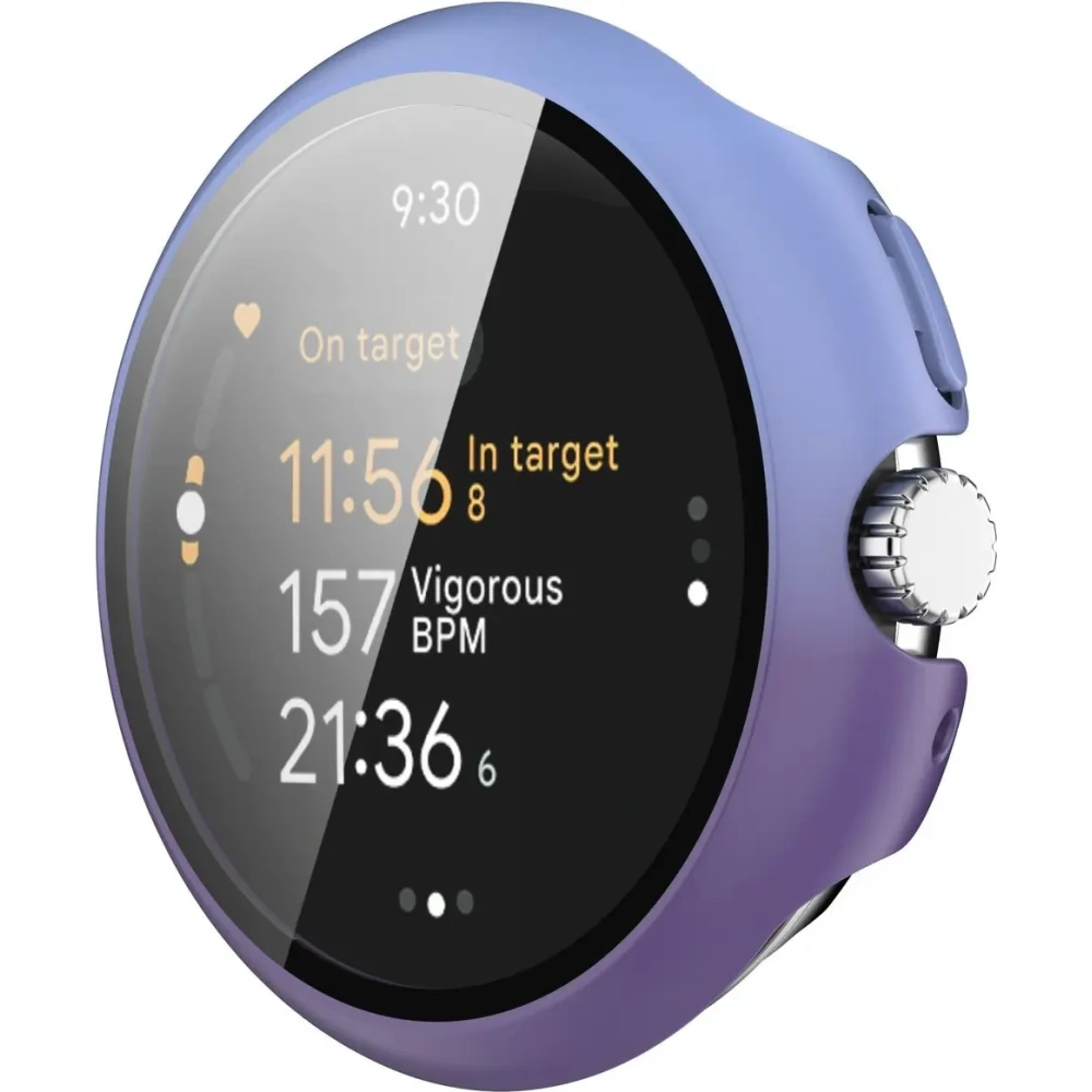 Etui ze szkłem do zegarka Bizon Case+Glass Watch do Google Pixel Watch 3 45mm fioletowoniebieskie
