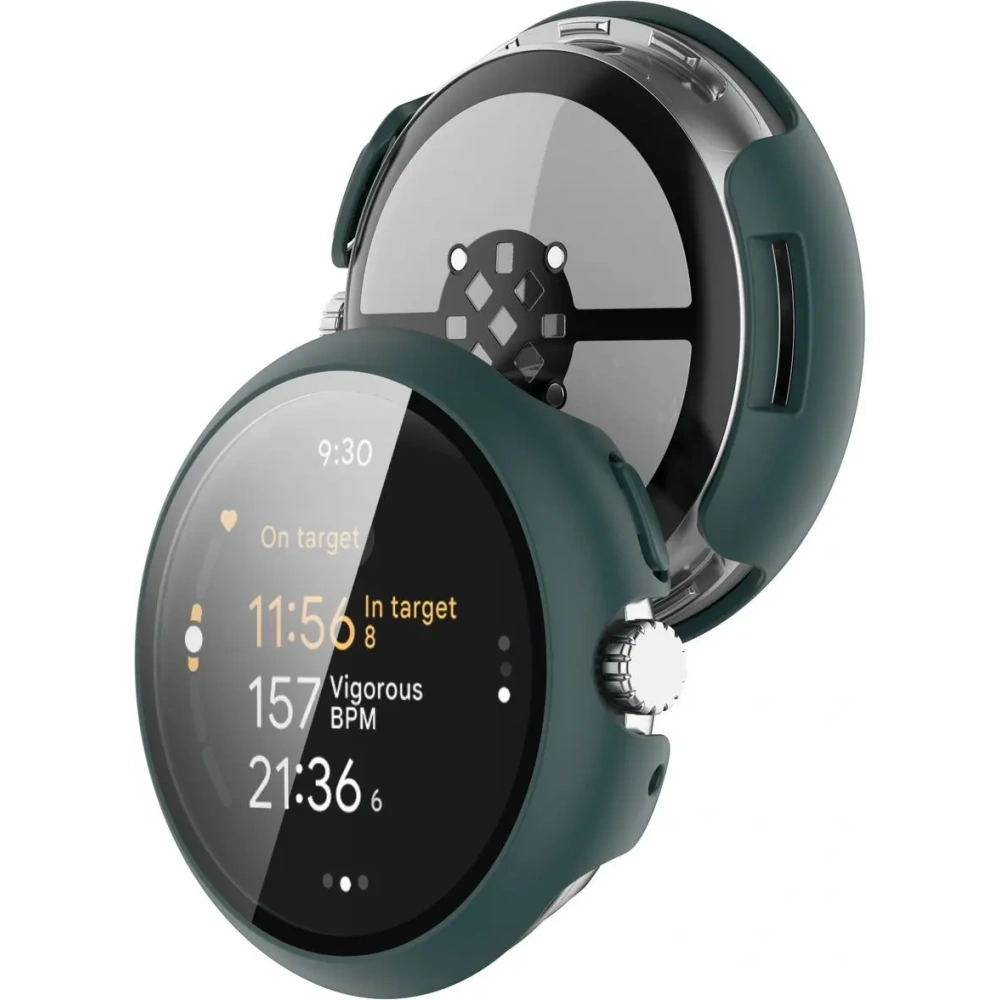 Etui ze szkłem do zegarka Bizon Case+Glass Watch do Google Pixel Watch 3 45mm zielone