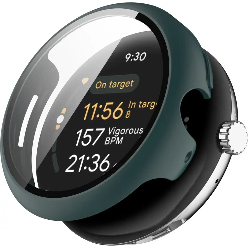 Etui ze szkłem do zegarka Bizon Case+Glass Watch do Google Pixel Watch 3 45mm zielone