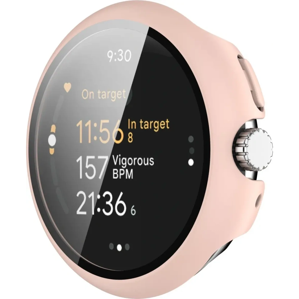 Etui ze szkłem do zegarka Bizon Case+Glass Watch do Google Pixel Watch 3 45mm różowe