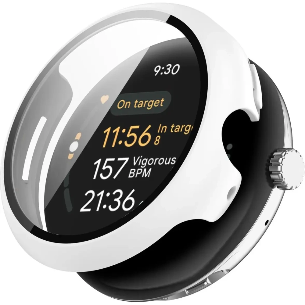 Etui ze szkłem do zegarka Bizon Case+Glass Watch do Google Pixel Watch 3 45mm białe