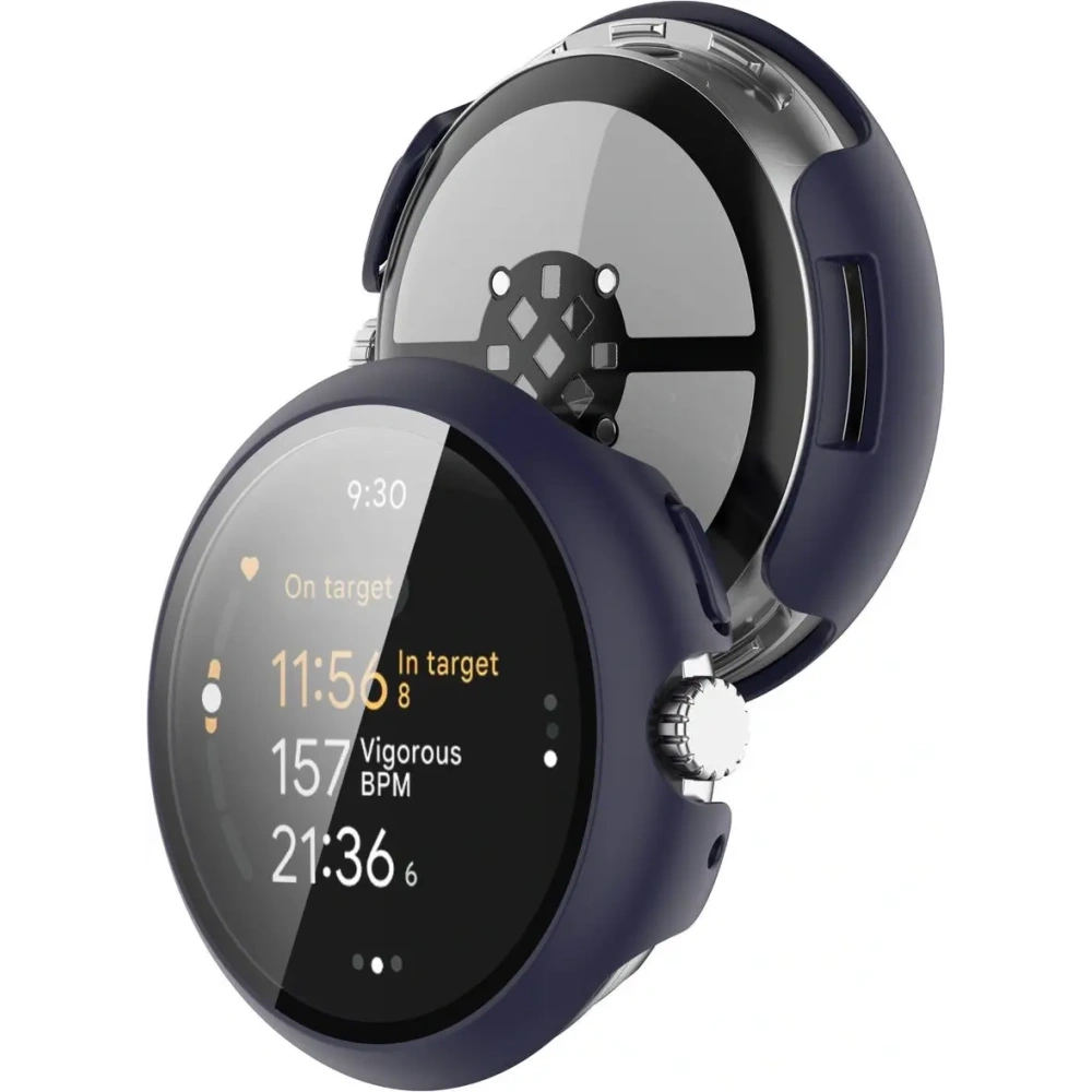 Etui ze szkłem do zegarka Bizon Case+Glass Watch do Google Pixel Watch 3 41mm niebieskie