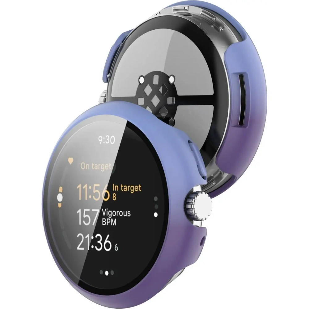 Etui ze szkłem do zegarka Bizon Case+Glass Watch do Google Pixel Watch 3 41mm niebieskofioletowe