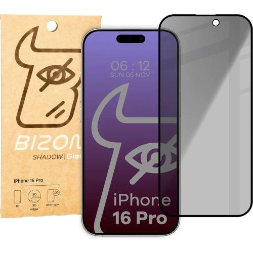 Kup Pryvatizující tvrzené sklo Bizon Glass Edge Shadow pro Apple iPhone 16 Pro ztmavené s černým rámečkem - BIZ6355 - {ean13} - Sklep Home Screen