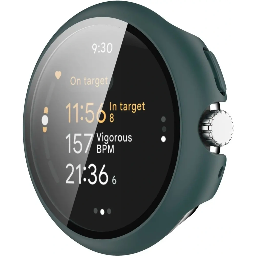Etui ze szkłem do zegarka Bizon Case+Glass Watch do Google Pixel Watch 3 41mm zielone